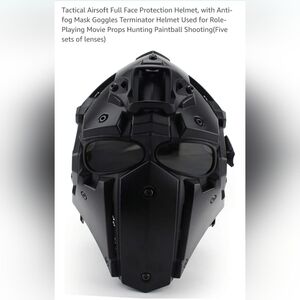 Airsoft Tactical Black Full Face Helmet. Cosplay, Helmet, Role Playing Film Prop